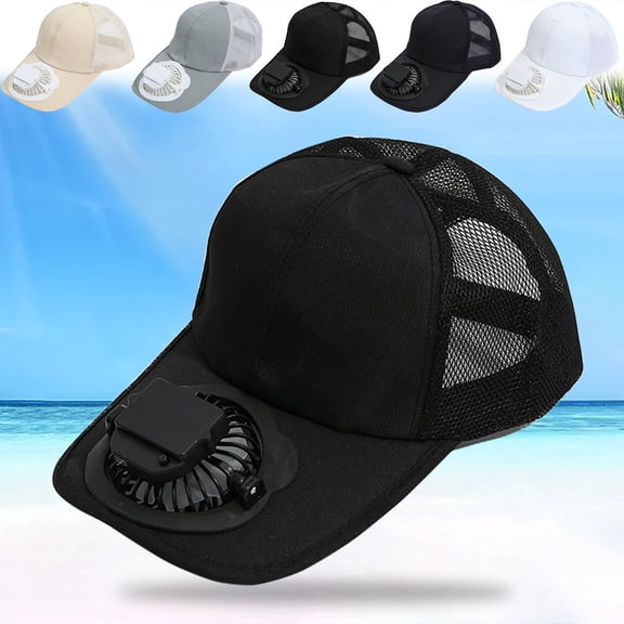 Ufehgfjh Fan Hat Hat Adult Casual Travel Sunscreen Inflatable Fan Cap Summer Men and Women General Breathable Letters Sun-Shading Peaked Cap Lightweight Breathable Comfortable for Travel Beach Park