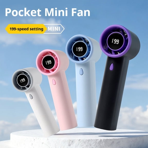 Ufehgfjh Fan Portable Portable Fans News Handheld Mini Small Fan Digital Display High-Speed 199-Speed Brushless USB Charging Portable Small Fan for Car and Bus and Train and Plane Random Shipment