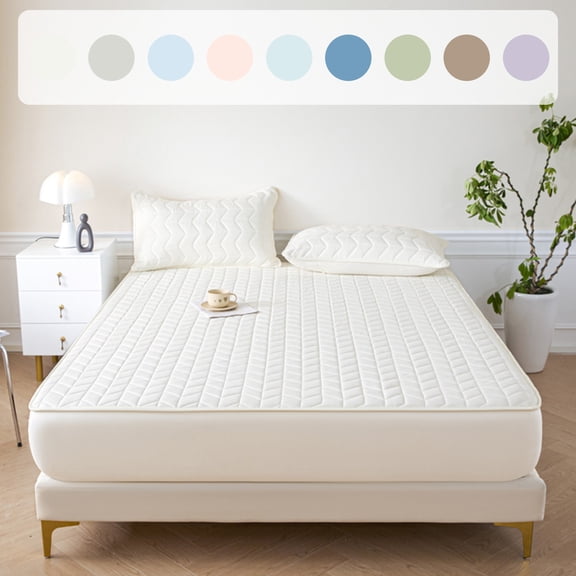 Ufehgfjh Fitted Sheet Fitted Sheets Quilted Waterproof Bed Cover Complete Set for Mattress Protection Summer Ice Silk Mat Breathable Anti-Slip Wear-Resistant for Bedroom Homestay Hotel