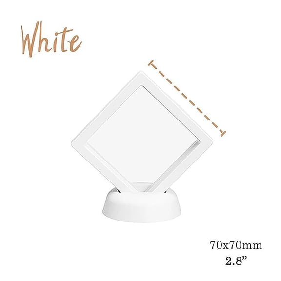 Ufehgfjh Gifts Floating Display Frame Medal Case Floating Showcase with Round Base White Display Box for Coins Medals Poker Chips Badge Presentation Stand Collector Display Frame