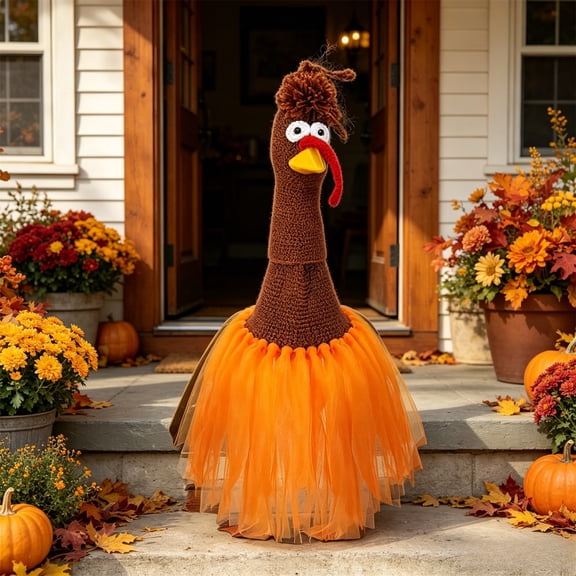 Ufehgfjh Goose Outfits Goose Clothes Thanksgiving Handmade Crocheted Dress in the Form of a Porch Gate for a Large Decoration for a Festival Set Random Shipment