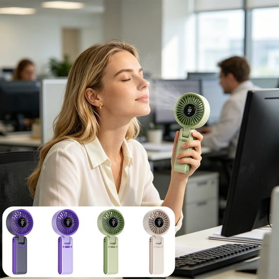 ufehgfjh Hand Fan Small Fan Foldable Digital Display Handheld Fan USB Rechargeable Mini Portable Neck-Hanging Small Fan for Outdoor Use High Airflow Portable Stable for Dormitory Office Balcony