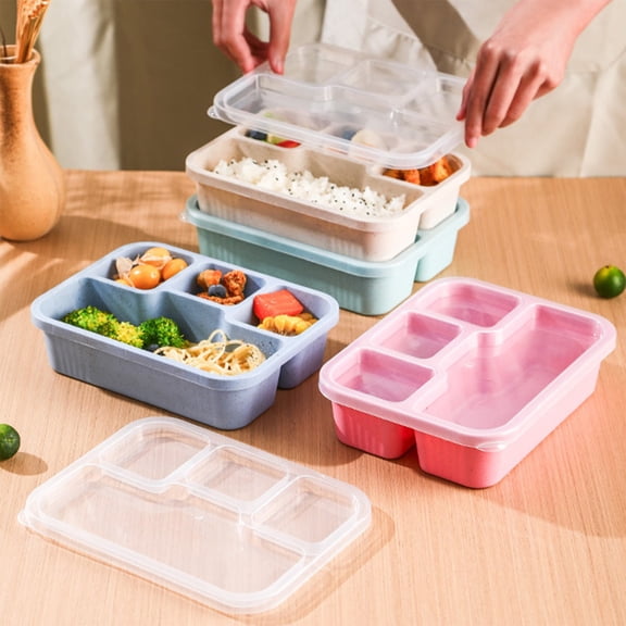Ufehgfjh Lunch Box for Men Womens Lunch Box Plastic Material Snack Box Four Compartment Snack Tray 's Fresh Keeping Lunch Box for Kitchen and Dining and Office and Outdoor Random Color