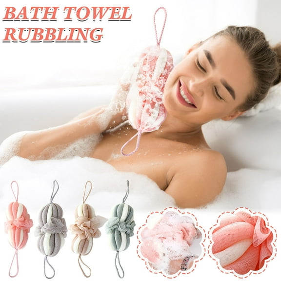 Ufehgfjh Shower Loofah Bath Ball Rubbing Back Long Bath Color Strip Foaming Soft Lantern Bath Bathroom Essentials for Bath and Shower and Home and Gym Random Color