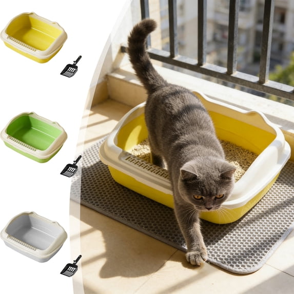 ufehgfjh Small Litter Box Small Litter Box for Kittens Semi Enclosed High Bar Cats Litter Box with Splashs Proof Designs for Cats and Cats Shovel Suitable for Home Cats