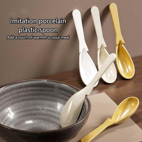 Ufehgfjh Spoon Soup Spoons Non-slip Bowl Spoon Asian Soup Spoon with Long Handle Japanese Ramen Spoons with Notch Food Grade Dessert Spoons Kitchen Spoons Set for Ramen