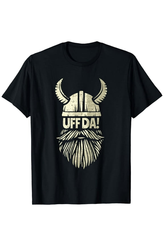 Uff Da Norwegian Quote Scandinavian Viking Helmet Beard Man T-Shirt
