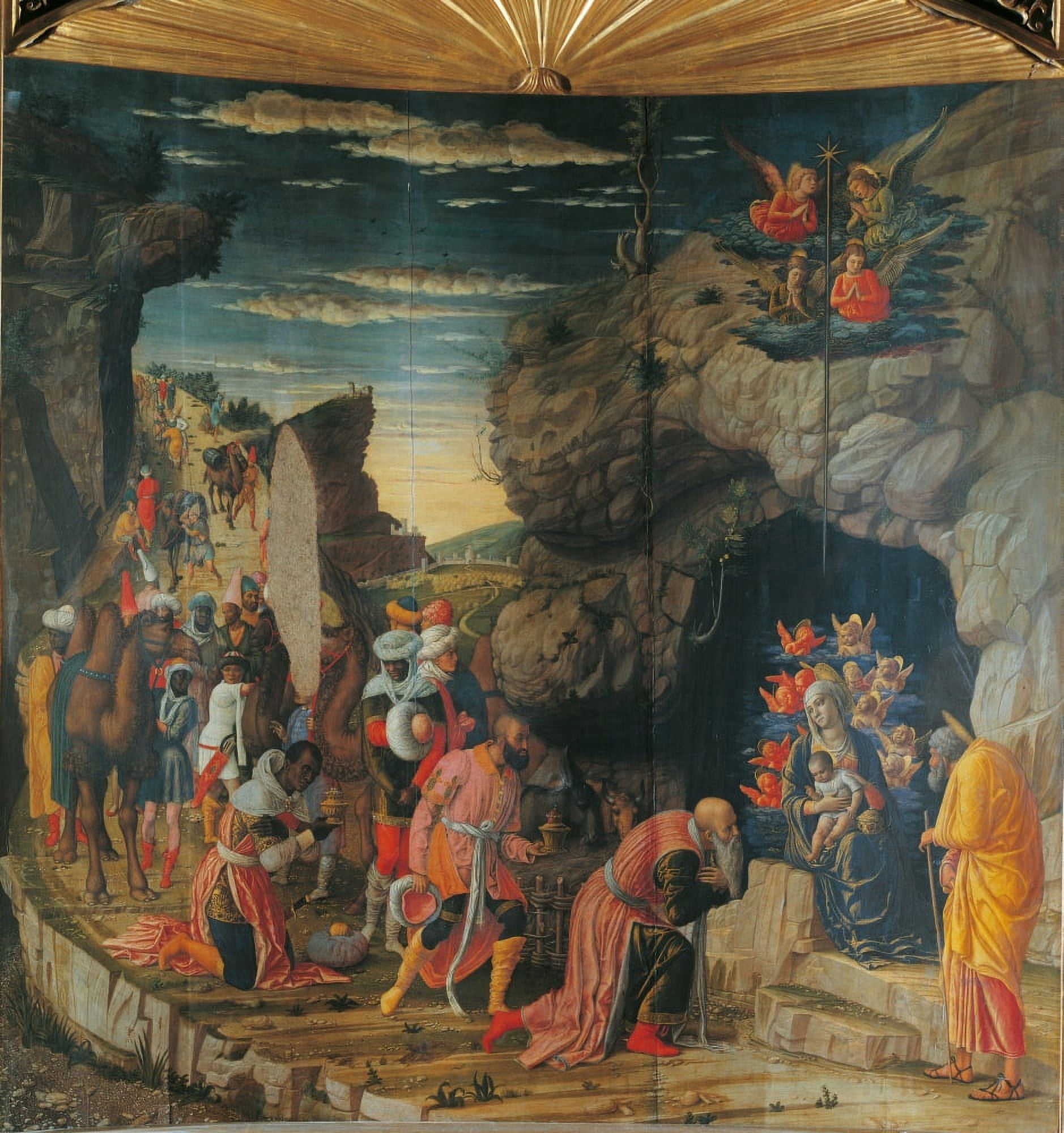 Uffizi Triptych Adoration Of The Magi Canvas Art - (24 x 36)