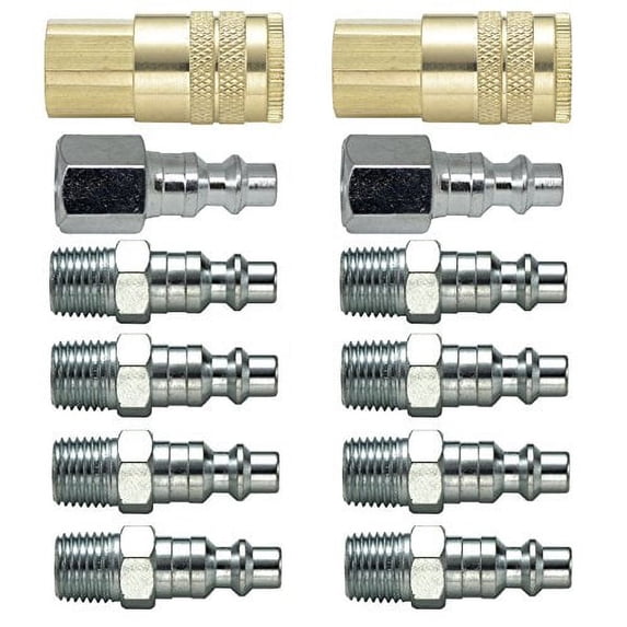 Uffy - Air Pneumatic Coupler Kit Industrial Style Ball Swivel 1/4" Connect NPT Male Quick Air Tool M Fitting Quality 12 PC Kit …