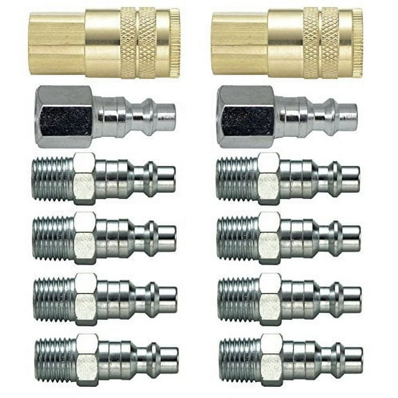 Uffy - Air Pneumatic Coupler Kit Industrial Style Ball Swivel 1/4" Connect NPT Male Quick Air Tool M Fitting Quality 12 PC Kit