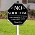 thumbnail image 1 of Uflashmi No Soliciting Yard Sign for House Yard with Stake, Metal, Black and White, 10 x 28 in, 1 of 8