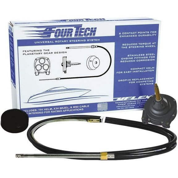 Uflex Fourtech 12 Black Mach Rotary Steering System w/Helm, B... [FOURTECHBLK12]