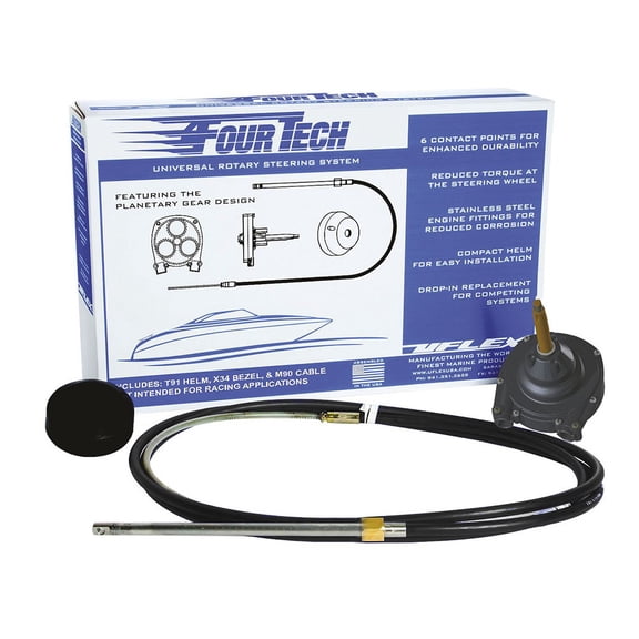 Uflex Fourtech 7 Black Mach Rotary Steering System w/Helm, Be... [FOURTECHBLK07]