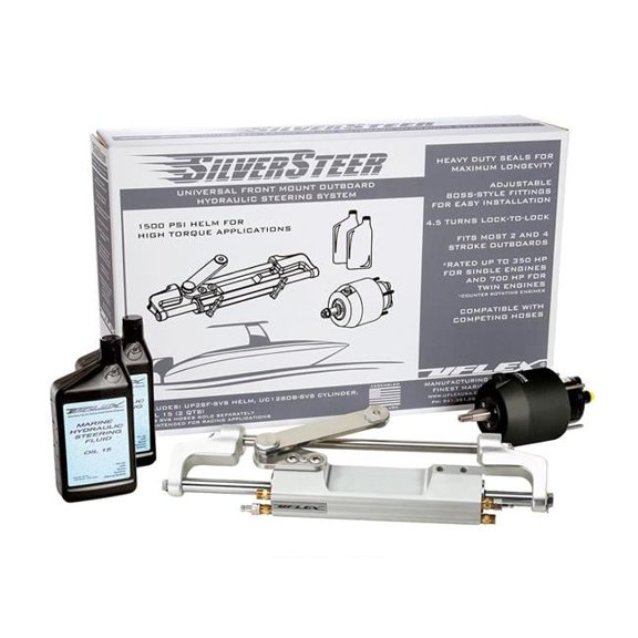 Uflex USA 1500PSI V2 SilverSteer Universal Front Mount Outboard Hydraulic Tilt Steering System