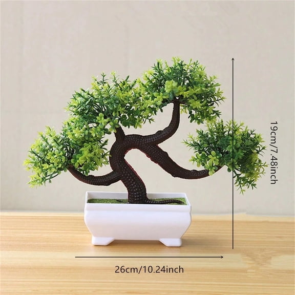 Uflower Artificial Bonsai Tree, Fake Potted Plants, Small Plastic Green Trees for Home Office Decor, Gift for Birthday Wedding