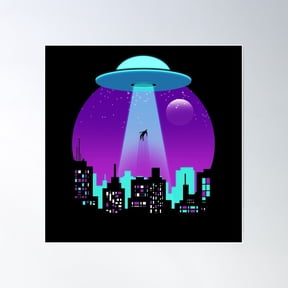 Ufo Abduction - Alien Abduction Beam Poster Wall Art, Modern Wall Decor For Living Room Bedroom, 24x24 UNFRAMED