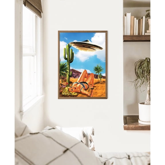 Ufo Abduction In The Desert Vintage Collage Art, Western Electric, Ufo Art Print, Landscape Print, Western Art Wall Art, Modern Wall Decor, 8x12 UNFRAMED