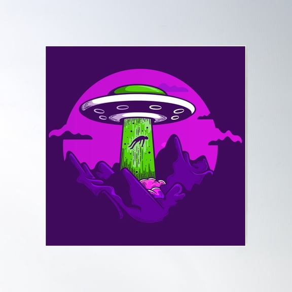 Ufo Abduction Poster Wall Art, Modern Wall Decor For Living Room Bedroom, 24x24 UNFRAMED
