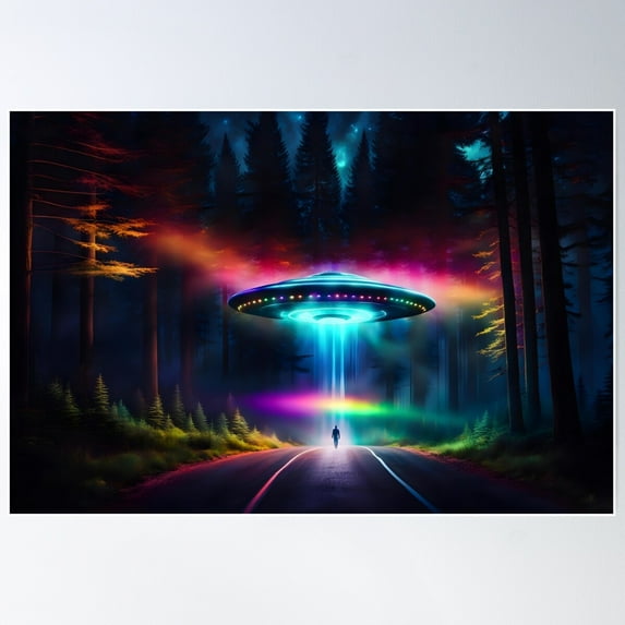 Ufo Abduction Poster Wall Art, Modern Wall Decor For Living Room Bedroom, 8x12 UNFRAMED