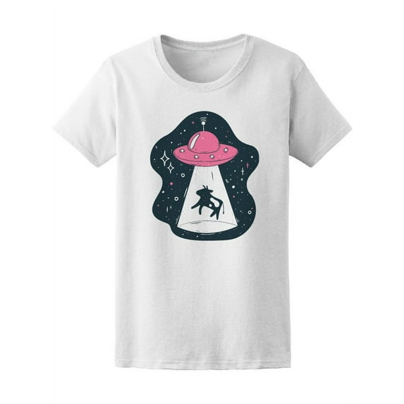 Ufo Abducts A Cow T-Shirt Women -Image by Shutterstock, Female x-Large