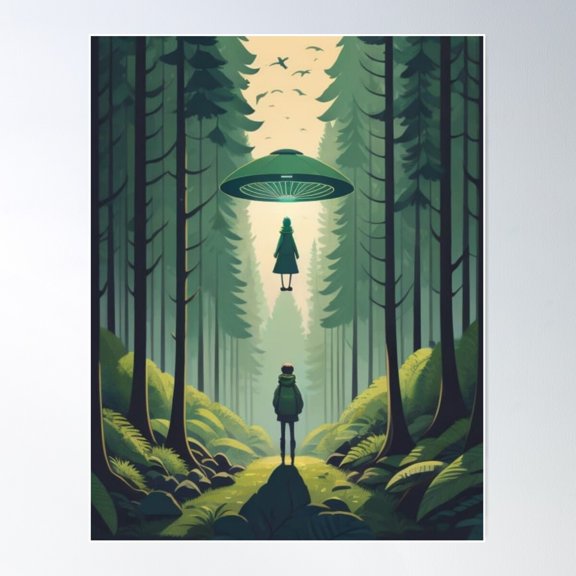 Ufo- Alien Abduction 4 Poster Wall Art, Modern Wall Decor For Living Room Bedroom, 12x18 UNFRAMED