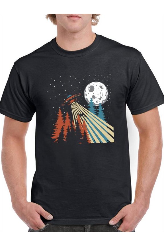 Ufo And Moon T-Shirt Men -Smartprints Designs, Male Large