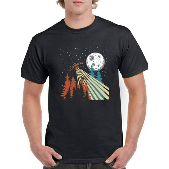 Ufo And Moon T-Shirt Men -Smartprints Designs, Male Small
