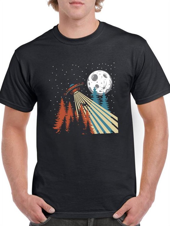 Ufo And Moon T-Shirt Men -Smartprints Designs, Male Small