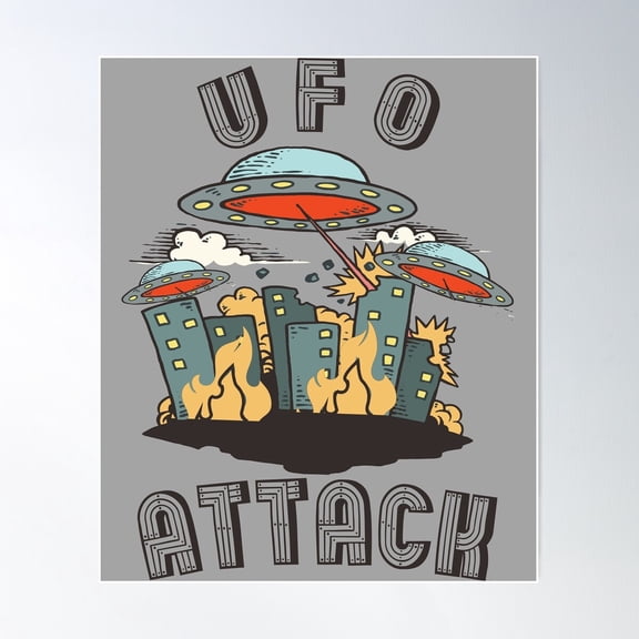 Ufo Attack Poster Wall Art, Modern Wall Decor For Living Room Bedroom, 8x12 UNFRAMED