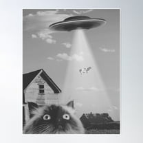 Ufo, Cat, Cow Poster Wall Art, Modern Wall Decor For Living Room Bedroom, 12x18 UNFRAMED