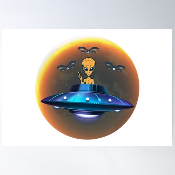 Ufo Conspiracy Theory Poster Wall Art, Modern Wall Decor For Living Room Bedroom, 12x18 UNFRAMED