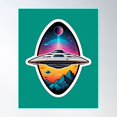thumbnail image 1 of Ufo Flying Over The Mountains Poster Wall Art, Modern Wall Decor For Living Room Bedroom, 12x18 UNFRAMED, 1 of 3