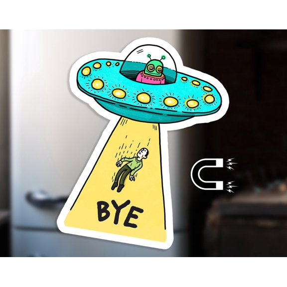 Ufo Fridge Alien Space Kitchen Decor Alien Abduction Extraterrestrial Decor Sticker