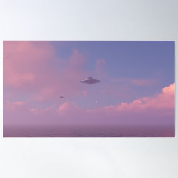 Ufo In The Clouds Poster Wall Art, Modern Wall Decor For Living Room Bedroom, 8x12 UNFRAMED