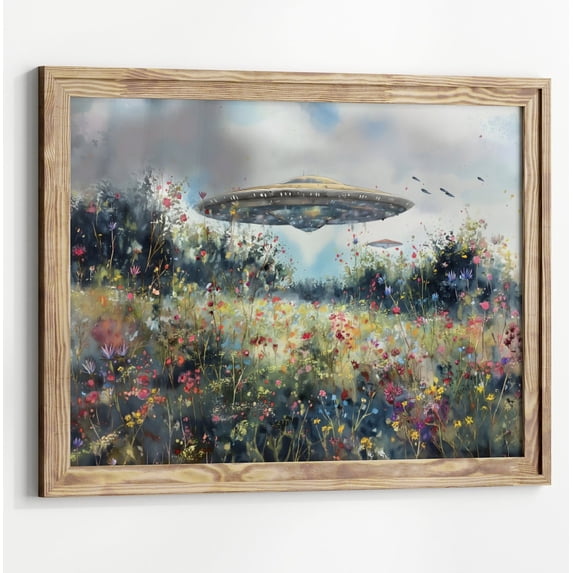 Ufo In Wildflower Field Wall Art
