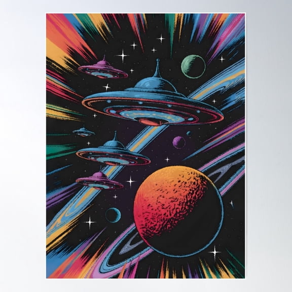 Ufo Invasion Poster Wall Art, Modern Wall Decor For Living Room Bedroom, 16x24 UNFRAMED