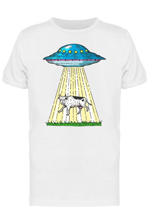 Ufo Kidnap Cow Sketch T-Shirt Men -Image by Shutterstock, Male Large