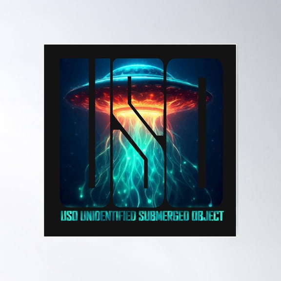 Ufo Or Uso Unidentified Submerged Object Poster Wall Art, Modern Wall Decor For Living Room Bedroom, 24x24 UNFRAMED