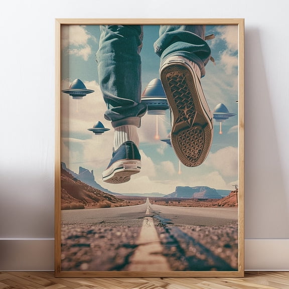 Ufo Poster Retro Ufo Wall Art Alien Abduction Surreal Art Print Sci Fi Poster Alien Wall Decor For Office Retro Poster Art