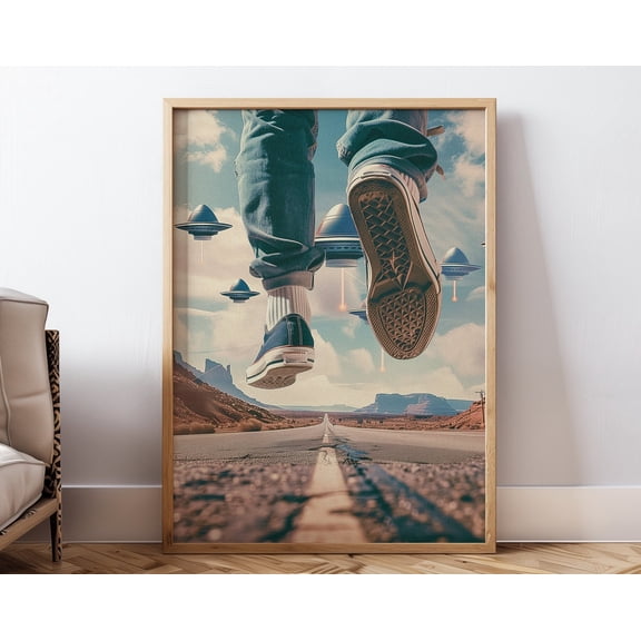Ufo Poster Retro Ufo Wall Art Alien Abduction Surreal Art Print Sci Fi Poster Alien Wall Decor For Office Retro Poster Aesthetic Wall Art, Modern Wall Decor, 12x18 UNFRAMED