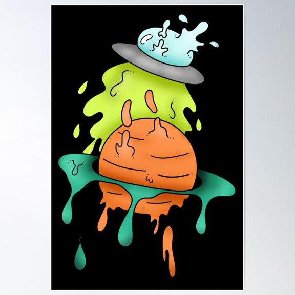Ufo Saturn Drip Poster Wall Art, Modern Wall Decor For Living Room Bedroom, 16x24 UNFRAMED