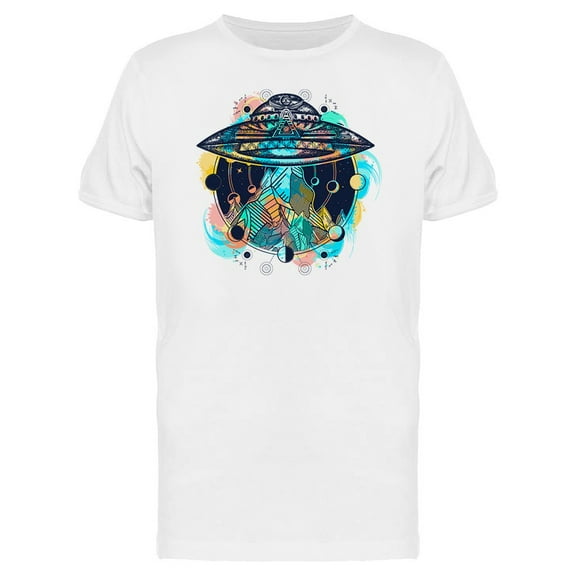 Ufo Ship And Mountains T-Shirt Men -Image by Shutterstock, Male XX-Large