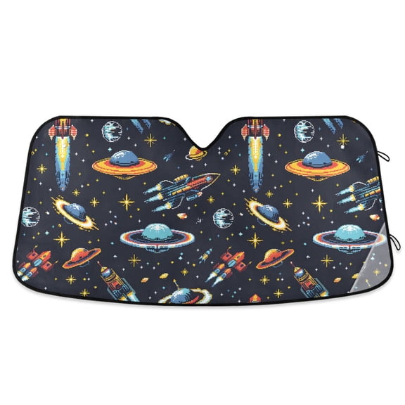 Ufo Spaceships Star Car Windshield Sun Shade Foldable Car Front Window Visor Heat and UV Protection 55x27.6