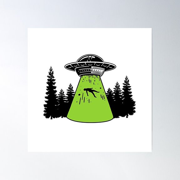 Ufo Warning Poster Wall Art, Modern Wall Decor For Living Room Bedroom, 24x24 UNFRAMED