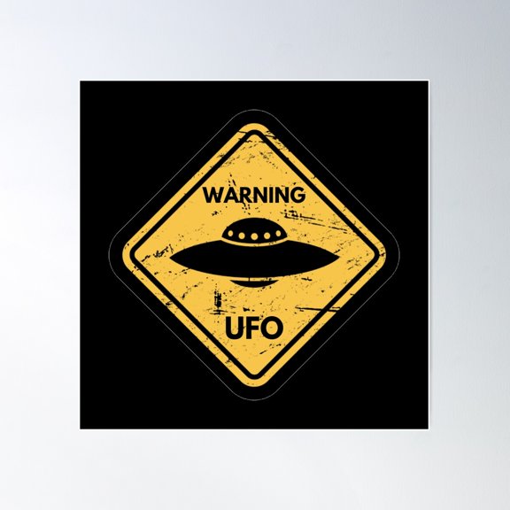 Ufo Warning Poster Wall Art, Modern Wall Decor For Living Room Bedroom, 30x30 UNFRAMED
