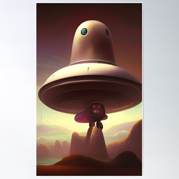 Ufo Watcher Poster Wall Art, Modern Wall Decor For Living Room Bedroom, 12x18 UNFRAMED