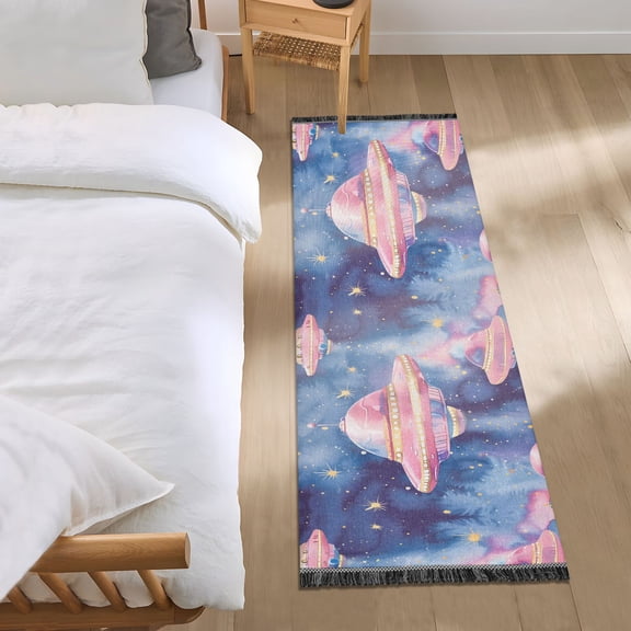 Ufo on Sky Runner Area Rug 2x6 Soft Non-Slip Washable Bedside Carpet for Hallway Bedroom Living Room Home Decor