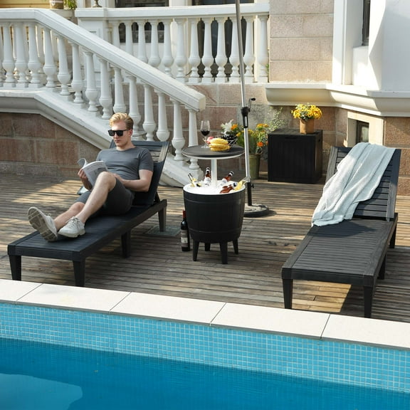 Uforic 1 Pcs Patio Chaise Lounge Chairs, Easy Assembly & Lightweight, Adjustable Outdoor Lounge Chairs, Black