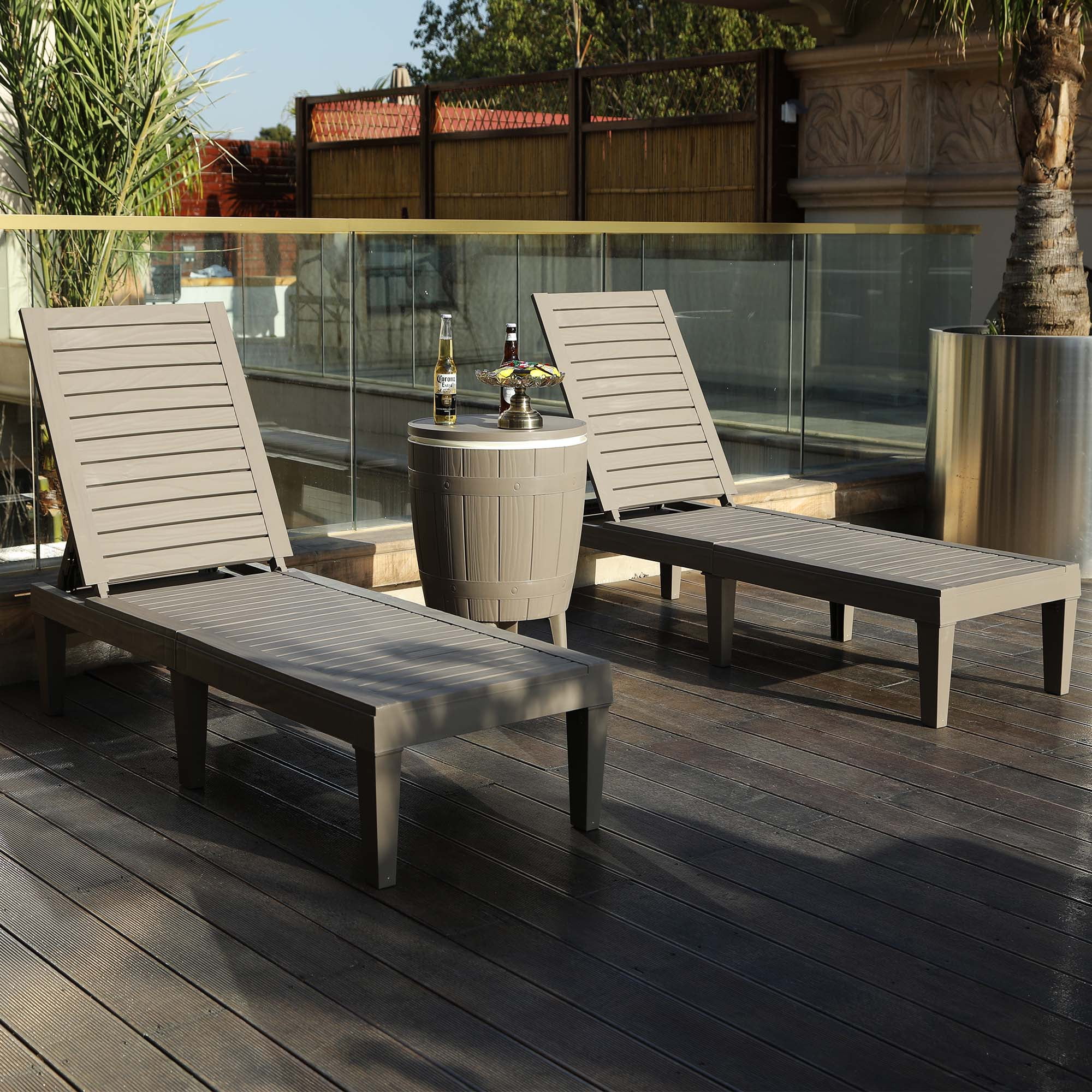 Uforic 1 Pcs Patio Chaise Lounge Chairs, Easy Assembly & Lightweight, Adjustable Outdoor Lounge Chairs, Brown