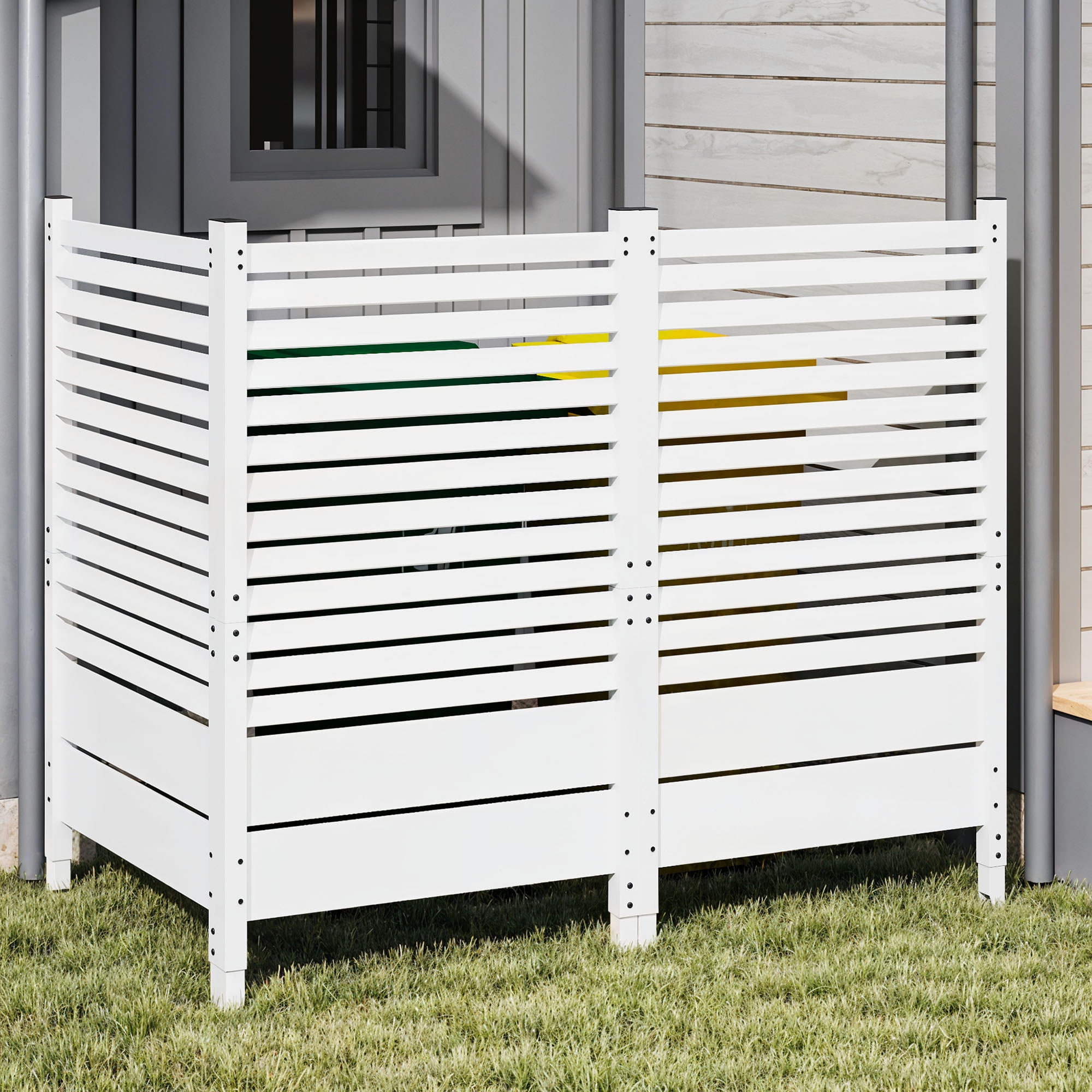 Uforic 1 Pcs Wood Privacy Fence Panel for AC Unit, Backyard, Patio Screen,  60"H x 38"W, White